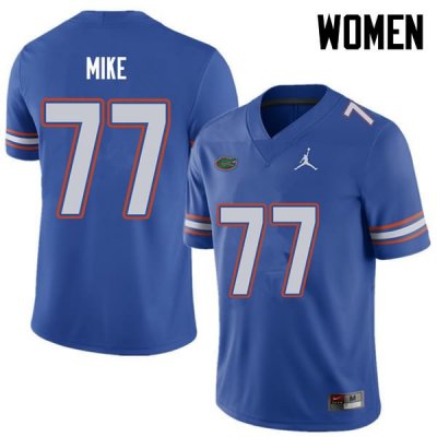 Women's Florida Gators #77 Andrew Mike NCAA Jordan Brand Royal Authentic Stitched College Football Jersey FZG4762NV